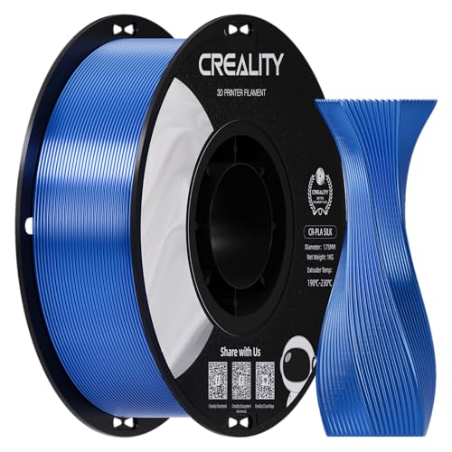 Image of Creality PLA Silk Filament 1.75mm, 3D Printer Filament, Smooth Silk Texture, Clog-Free, Silk Shiny PLA Filament + /-0.02mm, 3D Printing Filament 1KG /2.2lb (Blue)