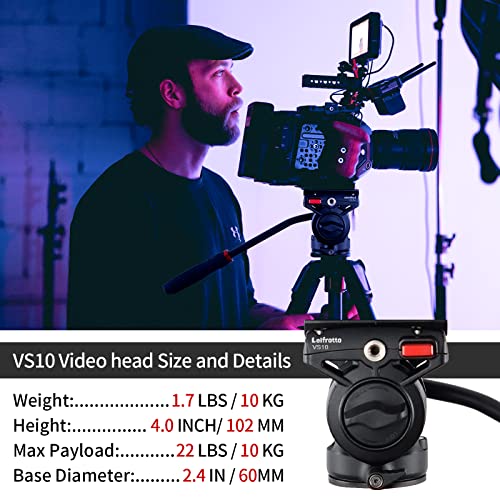 Leifrotto Vs10 Video Tripod Head, Heavy Duty Fluid Head With Quick Release Plate For Video Camera Connection, Max Load 22 Pounds, Supports Tripods, Monopods Connections #TOP5