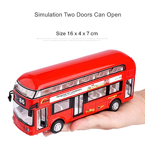 Image of DEUSON ECOM Diecast Metal Alloy London Long Bus Double Decker Bus Light & Music Open Door Collection Bus Toys for Boy Kids, Multicolor