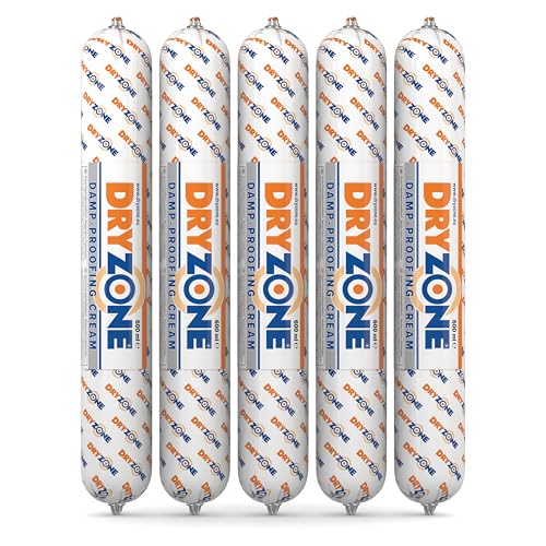 Dryzone Horizontalsperre Injektionscreme 5 x 600 ml - Gegen feuchte Wände und aufsteigende Feuchtigkeit - WTA zertifiziert - Feuchtigkeitssperre fürs Mauerwerk auch für Kellerwände