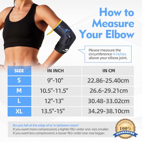 Lusenone Elbow Support with Strap for Women/Men, 2 Pack Elbow Compression Sleeve, Adjustable Tennis Elbow Brace Support for Tennis/Golfers Elbow, Tendonitis, Arthritis Relief, Weightlifting, Gym, M - Image 5