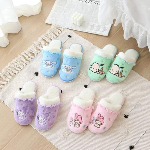 Roffatide Cartoon Cute Plush Open Back Floor Slippers Indoor Shoes Fuzzy Slippers with Rubber Sole for Women3