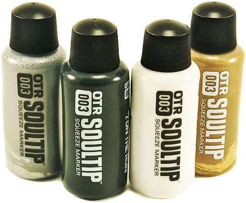 On The Run OTR.003 Soultip - Juego de 4 marcadores para apretar, color dorado, plateado, blanco, negro