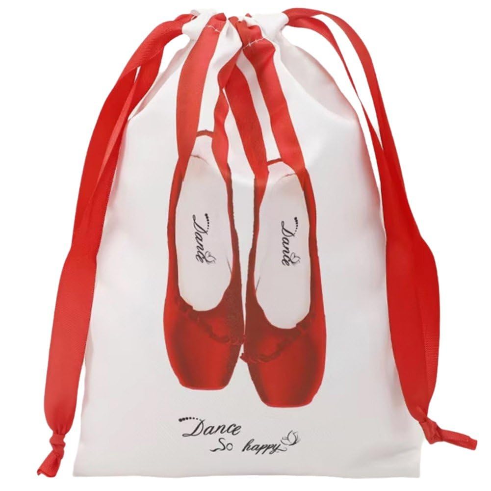 Glixoft Pointe Shoes Bag with Drawstring Dance Shoes Bag Satin Duster Pouch for Pointe Shoes Ballet Dance Shoes Storage