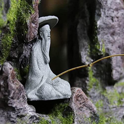 Hemoton U151184UXXV9 Mini Fisherman Statue Fairy Garden Figurine Elder Statue Aquarium Exotic Environments Bonsai Pot Asian Decoration thumb #7