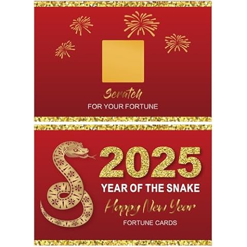 Ellzk 30 Count Chinese New Year 2025 Scratch Off Fortune Party Game Cards - Year of The Snake Decorations & Favors for Lunar New Year's Celebration Office Party Cover