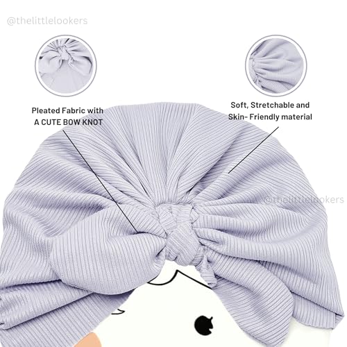 Image of THE LITTLE LOOKERS Turban Cap | Turban Knot Bow Cap | Turban Cap for New Born Kids | Cap for Baby Girl |Cap for Baby Boy | Baby Flower Turban Cap
