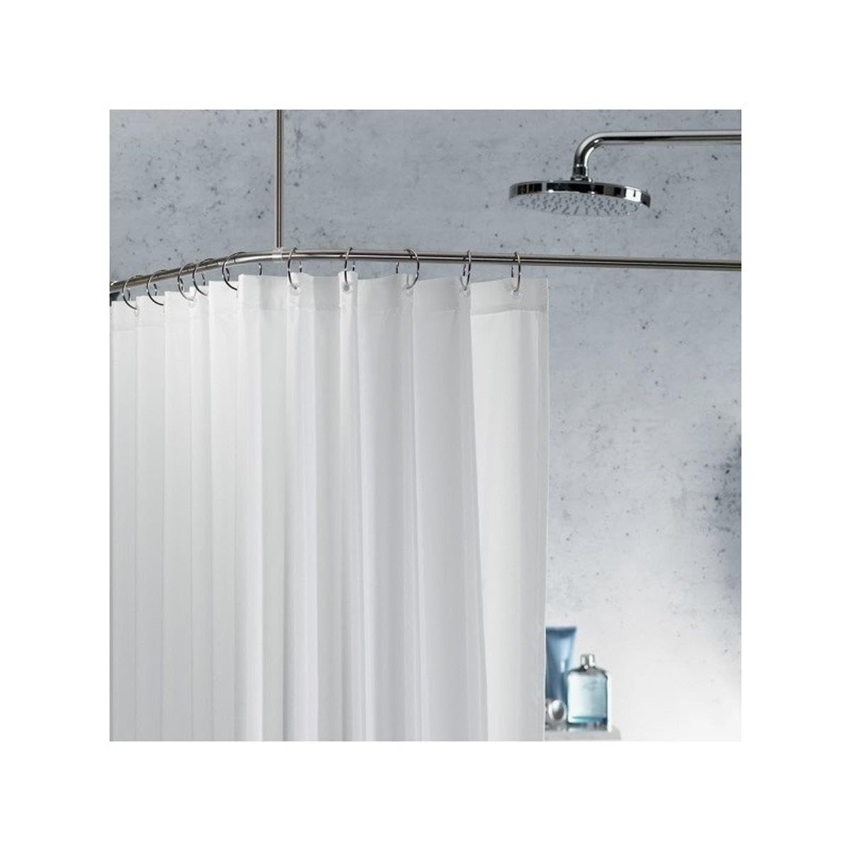 Spirella, Barre tringle pour rideau de douche d'angle à fixer en Inox, Modèle SLIM, support plafond & anneaux rideaux inclus, Adapté à tous les Rideaux, 170x75cm, Chromé