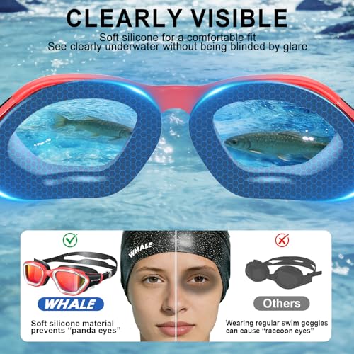 Image of Whale Swim Goggles Polarized Anti-Fog Lenses, Unisex | 100% UV Protection | Anti-Fog Goggles High Definition, Wide-Angle View