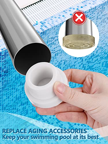 Pool Ladder Bumpers For Inground Pool - 4 Packs Steps Inside Plug Caps Fit 1.90In Inner Diameter Ladder Tubing For Protect Swimming Pool Liner, Rubber Ladder Foot Cover White #TOP4