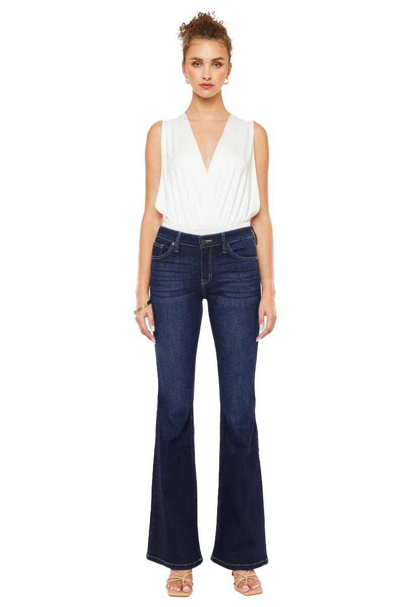 SALT TREE Kan Can Women's Mid Rise Flare Hem Jeans - kc6102