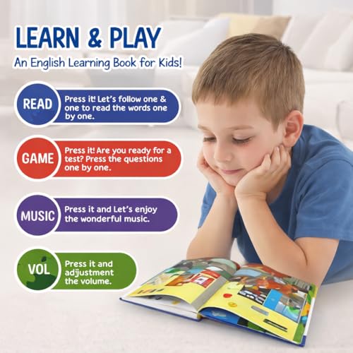Image of Braintatsic Learn & Play English Learning Book for Kids | Early Education Book with Colorful Pictures & Fun Activities | Vocabulary, Letters & Basic Words | Preschool & Toddler Learning Toy