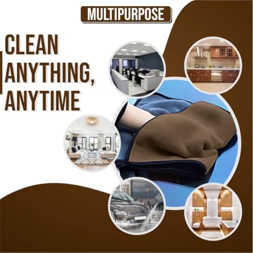 Image of Microfiber Cleaning Cloth, 40x40 cms 600 GSM | Highly Absorbent,Lint and Streak Free, Multi-Purpose Wash Cloth for Kitchen,Car,Window,Stainless Steel,Silverwear (D.Brown 40x40cms) Pack of 2