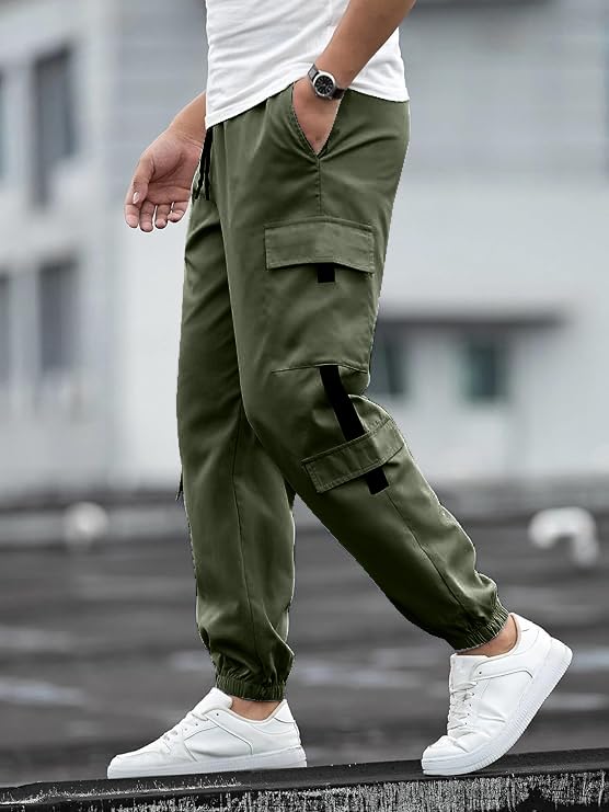 Image of Swastik Apparels Men's Track Pant Combo | Track Pants | Lower | Joggers | Combo of 2 | Pack of 2 Pant | Cargo Pant (KHK+GRN)