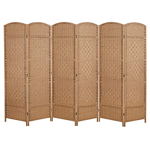 Cocosica 6 Panel Room Divider,6Ft Folding Privacy Screen,Tall - Extra Wide Foldable Panel Partition Wall Divider with Diamond Double-Weaved Hand-Woven Design Room Screen Divider