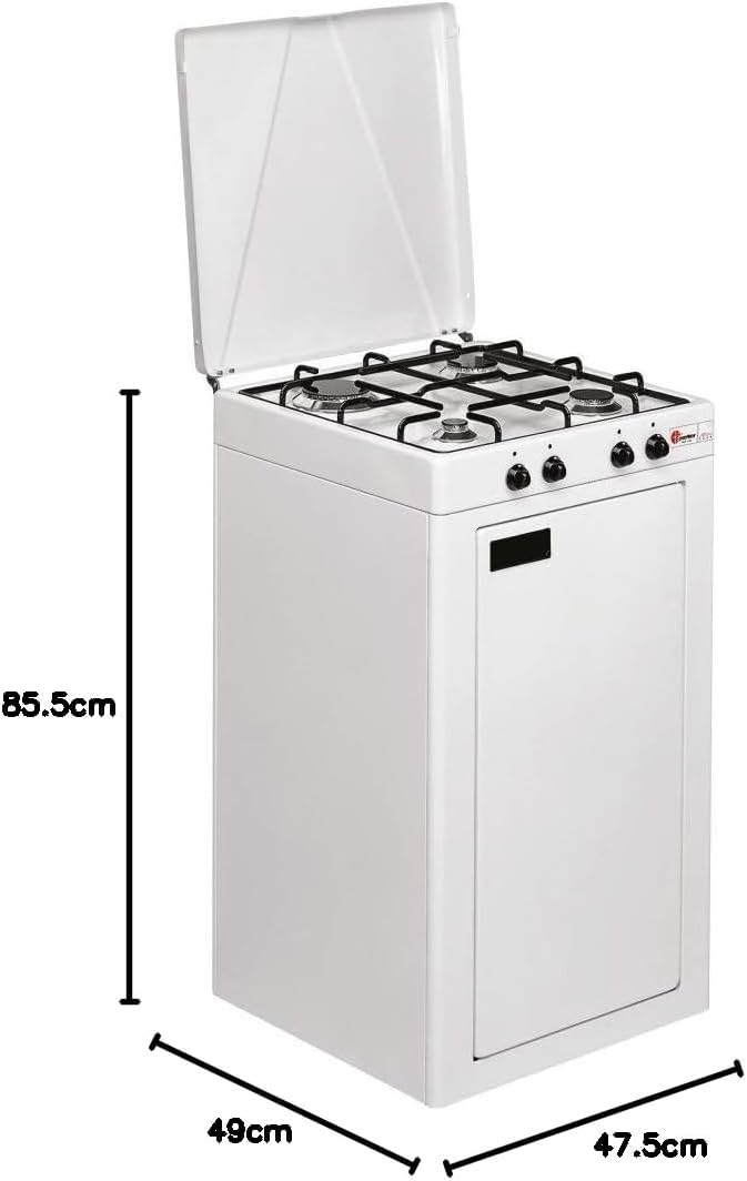 Parker 541S - Hornillo de Cocina a Gas GLP con 4 Fuegos Quemador de Gas para Cocinar, con Válvula de Seguridad con Mueble Portabomba, Estufa de Gas Butano Fabricada en Italia