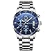 Produktbild CRRJU Herren Classic Kalender Edelstahl Quarz Analog Armbanduhr mit Blau Zifferblatt 2214 Silber Blau