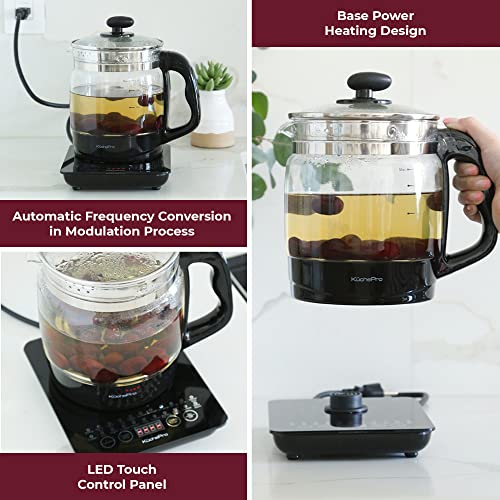 Kuchepro Kpysh1800 Health-Care Beverage Tea Coffee Maker And Multi-Function Kettle, 22-In-1 Programmable Brew Cooker Master, 1.8 L, Black, Glasses #TOP4