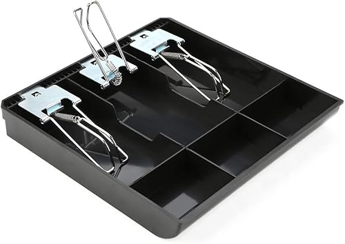 Bandeja de inserción de caja registradora con clip de metal, bandeja de inserción de caja registradora con 3 billetes y 3 compartimentos para