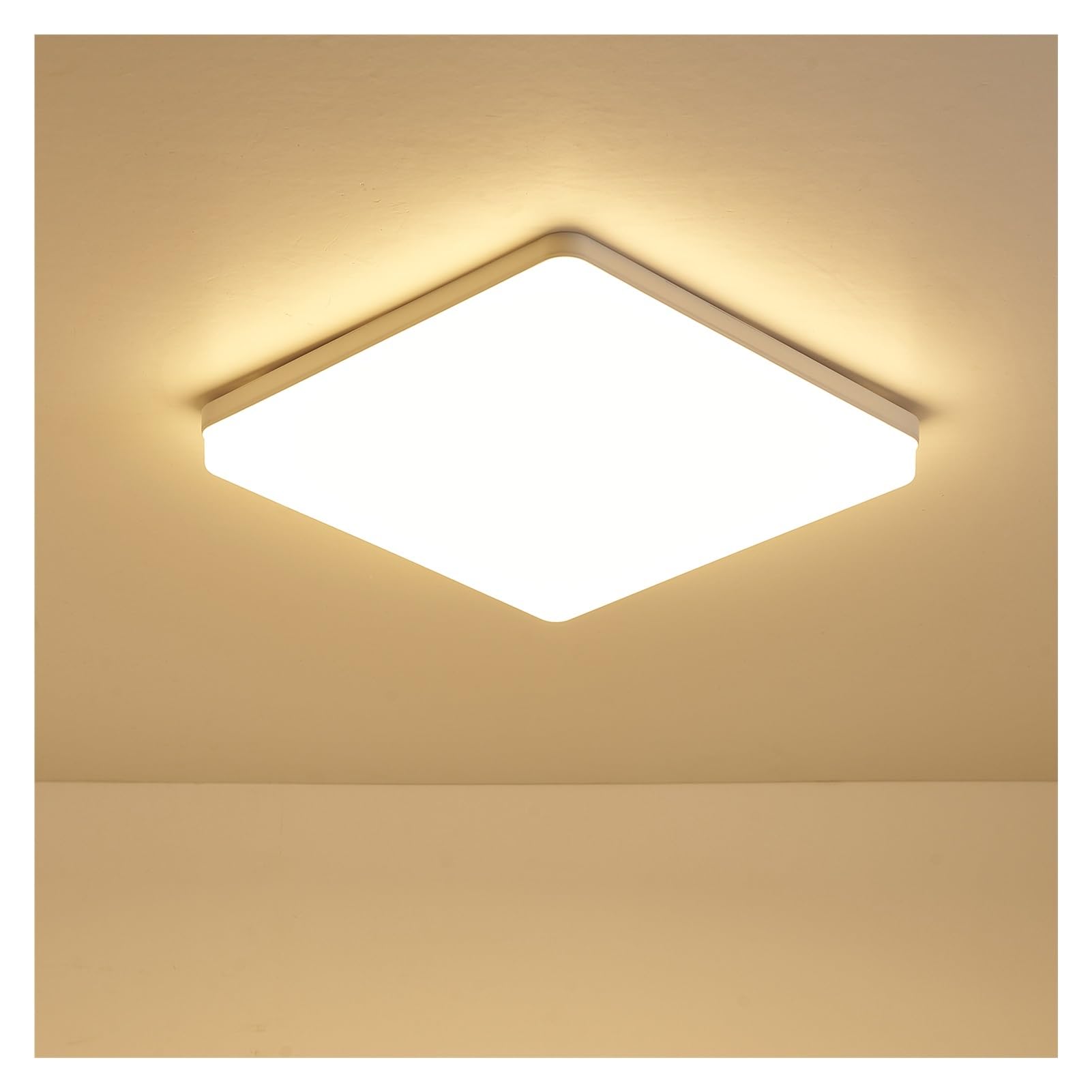 Lámpara de techo moderna empotrada de 48 W, cuadrada, compatible con cocina, ., pasillo, cálida y blanca.,Lámpara de techo LED