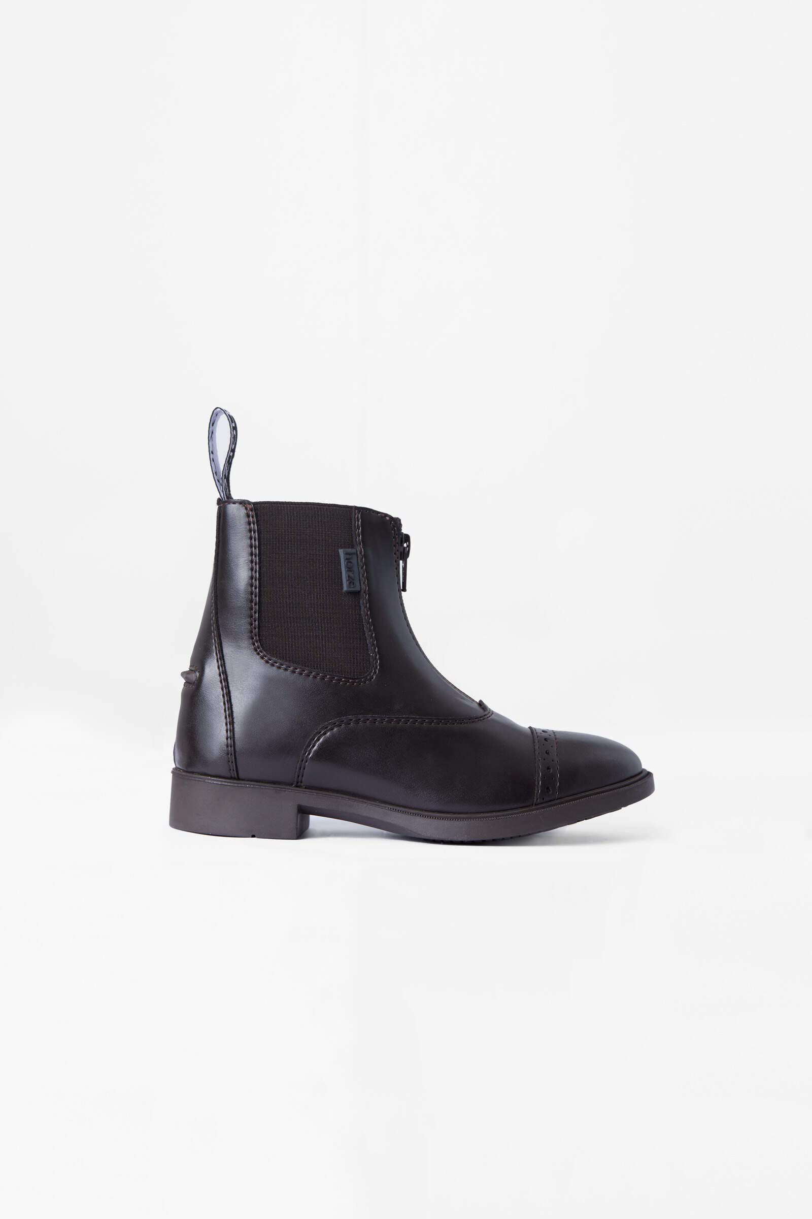 HORZE Wexford Kinder Jodhpur Reitstiefeletten mit vorderem Reißverschluss – Bequeme, pflegeleichte Reitstiefel aus robustem Kunstleder, Schwarz, 34