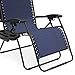 Best Choice Products Oversized Steel Mesh Zero Gravity Reclining Lounge Patio Chair w/Folding Canopy Shade and Cup Holder, Navy