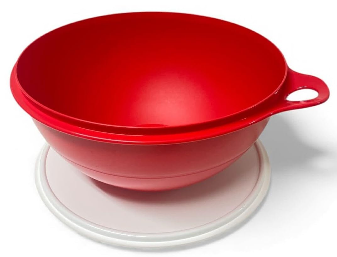 Tupperware Miska do mieszania Maximilian miska do sałatki z pokrywką bar sałatkowy ciasto drożdżowe Peng 7,8 litra XL czerwono-biała