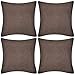 Poduszki dekoracyjne 4 brązowe poszewki na poduszki o wyglądzie lnu 40 x 40 cm zapięcie na zamek błyskawiczny