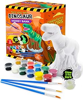 Original Stationery Paint Your Own Dinosaur Money Bank Craft Kit, Roarsome Art Kit with 13 Fun Paint Colours & 3 Brushes, Amazing Birthday Gift Idea