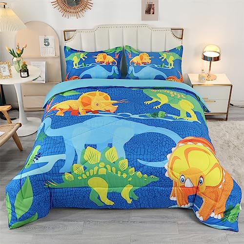 Wowelife Dinosaur Comforter Sets For Boys And Girls Queen, Premium 3D Blue Bedding Set, Dinosaur Bed Set, Comfortable And Breathable For Children And Adults #TOP10