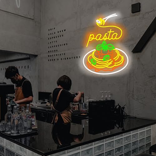 Image of Pasta Neon Signs for Wall Decor Neon Lights for Bedroom Led Business Signs Suitable for Italian Pasta Restaurant Noodle Unique Gift, Food Lovers Bedroom Restaurant Shop Party Decoration- 20.8 inchx16.5 inch