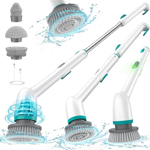 Image of LyriFine Electric Spin Scrubber, 2024 New Full-Body IPX7 Waterproof Bathroom Cleaner Brush, Shower Scrubber with Long Handle & 2 Speed, Heads Replacement, Cleaning Supplies for Tub Shower Tile Floor