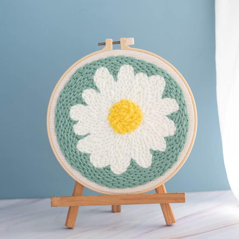 Kit de agujas de perforación, juego de alfombras, kits de bordado de margaritas para adultos, kits de iniciación para principiantes, con