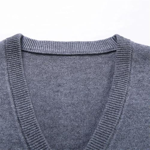 Men Winter Wool Blended Vest Sweater Sleeveless Button Knitted V-Neck Cardigan Solid Color Warm Vest2