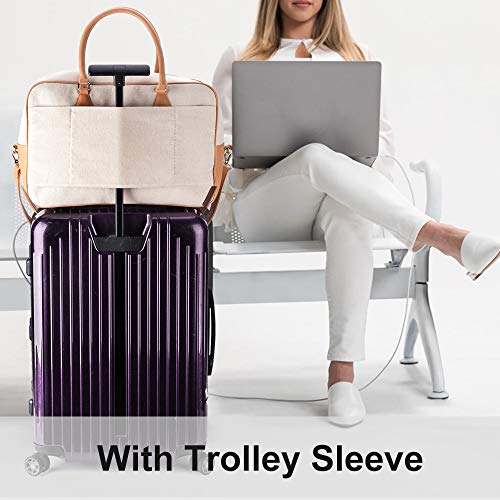 Ladies Women Canvas Travel Weekender Overnight Carry-on Shoulder Duffel Tote Bag in Trolley Sleeve