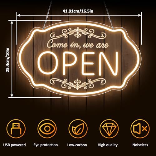 Néon ouvert blanc chaud idéal pour décoration murale de bar et salon - 5