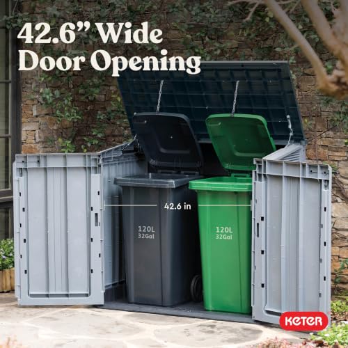 Image of Keter Store-It-Out Prime 4.3 x 3.7 ft. Outdoor Resin Storage Shed with Easy Lift Hinges, Perfect for Yard Tools, Pool Toys and Garden Accessories, Grey