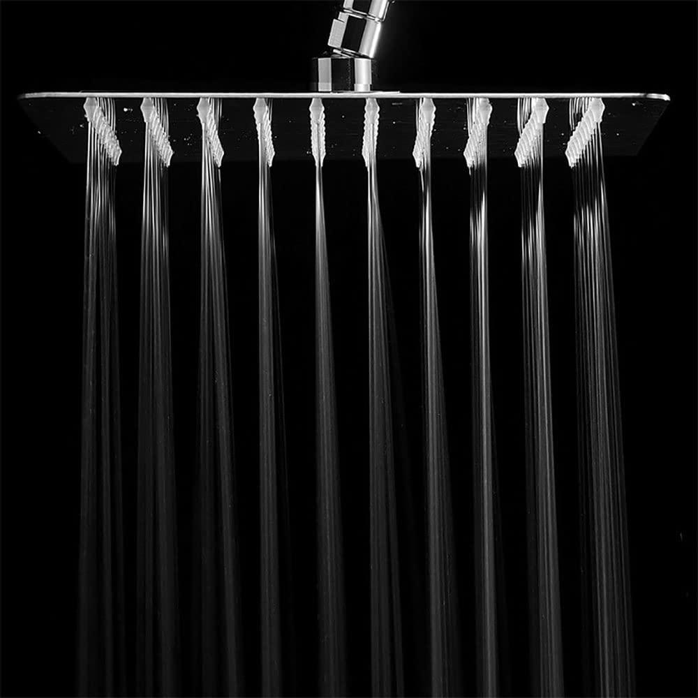 Cabezal de ducha de lluvia con brazo de extensión ajustable de 11 pulgadas, cabezal de ducha cuadrado de lluvia de alto flujo de acero inoxidable grande de 12 pulgadas, cabezal de ducha de cas