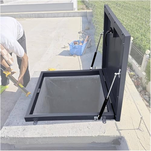 Tapa de trampilla de Techo, Tapa de trampilla, Tapa de Pozo, Tapa de Acceso al Techo con Tira de Sellado, manija, Pernos, Tapa de tragaluz galvanizada 100x100cm/39.4x39.4in