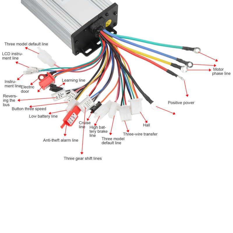 Kontroler hulajnogi elektrycznej, bezszczotkowy kontroler fali sinusoidalnej 48 V, 60 V, 72 V, 600 W, 800 W, 1500 W, do roweru elektrycznego/trójkołowego/skutera do silnika Brushl