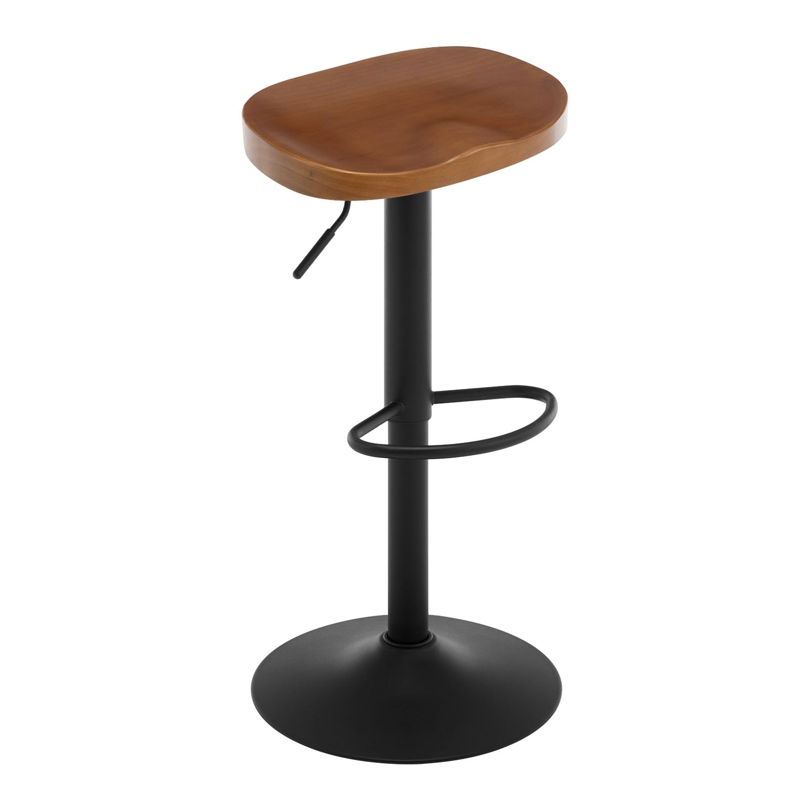 WOLTU Swivel Bar Stool, Breakfast Barstool with Solid Wood Seat and Footrest, Brown