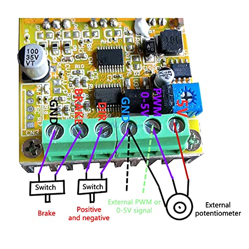 DC 6.5-50V 380W BLDC 3 Phases Brushless Motor Controller Board No Hall Sensor PWM Driver Module for Fans/Robot