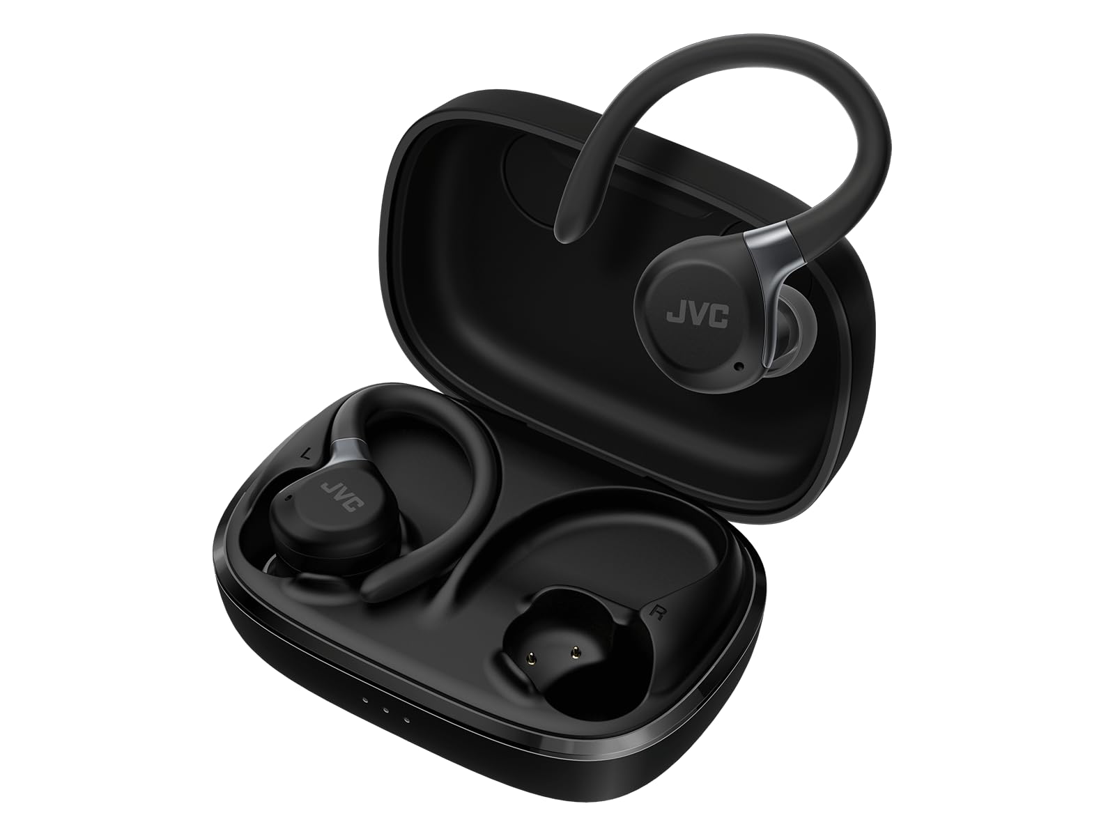 Fitness Series JVC HA-EC75T-B Écouteurs de Sport sans Fil avec Arceau réglable, réduction Active du Bruit, Mode ambiant, IP57, 40 Heures d'autonomie, égaliseur App, Faible Latence, Microphone - Noir