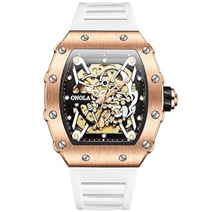 rorios Polshorloges voor heren, modieus, vierkant horloge voor mannen, draagbaar horloge, mechanisch skelethorloge, waterdicht, oplichtend, horloge met siliconen armband