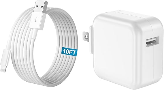 IPad Charger IPhone Charger, 2-Pack [Apple MFi Certified] 12W Charge IPad Foldable Portable Travel Plug With 3.3FT Lightning Cable Compatible With IPhone, IPad, IPad Mini 1/2/3/4/5, IPad Air 1/2/3