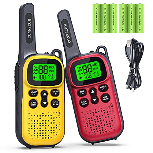 Rechargeable Walkie Talkies for Kids Toys CONNECOM 22 Channels FRS Children Walkie Talkies Long Range Two Way Radio Pair Toy Best Gifts for Boys and Girls to Outdoor Toys,Camping Toys,Adventure Game