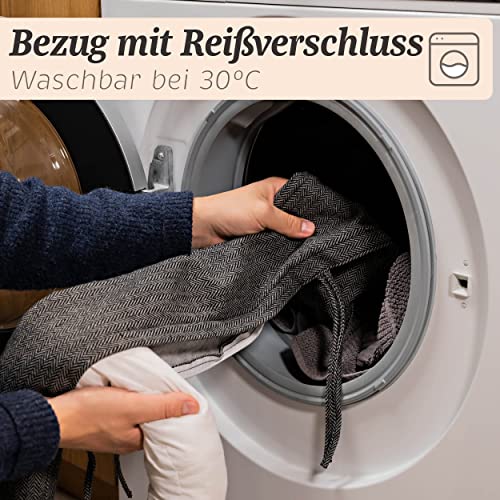 Praknu Zugluftstopper für Fenster bis 120cm - Waschbarer Stoff - Energiesparend - Extra Lang & Schwer - Für breite Türen und Terrassentür - Fensterdichtung & Türdichtung unten - Zugluftstopper Tür