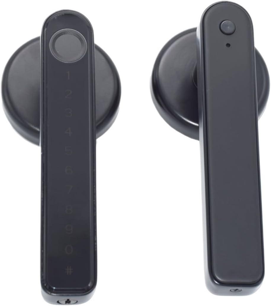 TTLock APP Phone Remote Control Smart Biometrics Fingerprint Password Single Latch Lock with Key for Indoor Wooden Metal Door(Black TTLock)