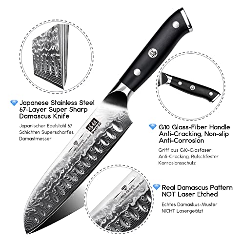 Image of SHAN ZU 7 In Damascus Chef Knife, Japanese Santoku Chef's Knife