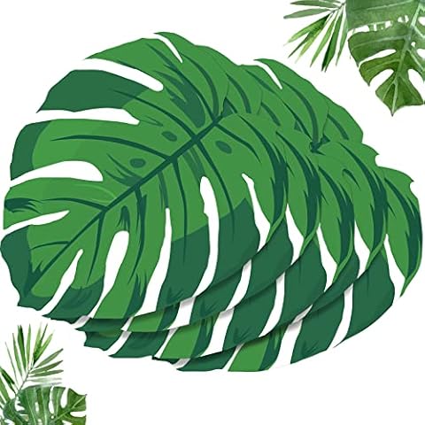Disposable Placemat Table Placemats Palm Leaf Disposable Placemats 13 Inch Paper Placemats for Bridal Baby Shower Birthday Party Supplies Decorations (Palm Leaf, 50 Packs) Cover